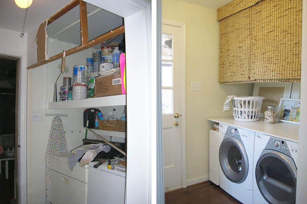 Before and After of laundry room makeover in small home