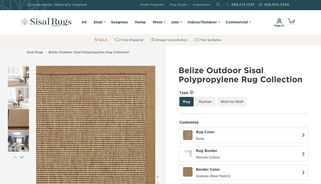 Screenshot of Sisal Rugs Direct Belize Rug