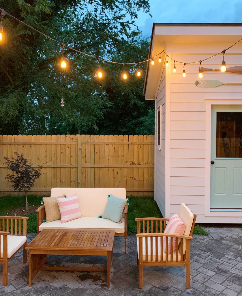 Duplex Back Dusk Lights On Towards Shed