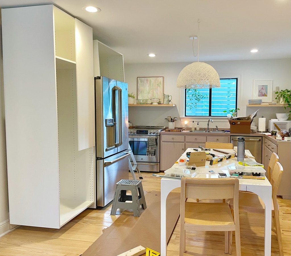 Ikea Kitchen Pantry In Progress With Frame Built And Doors Still Off